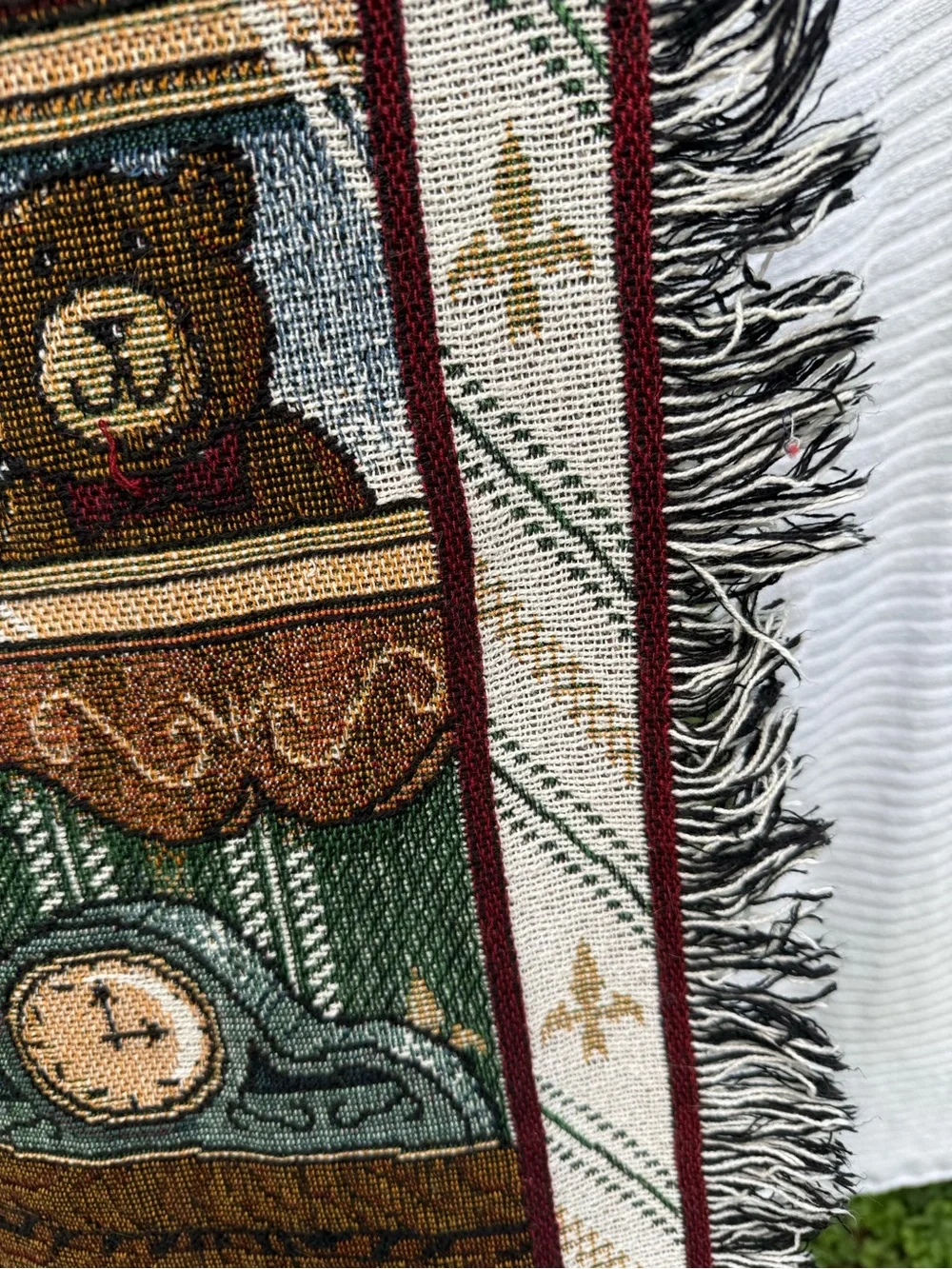 Vintage Multicolor Teddy Bear Tapestry Throw Blanket